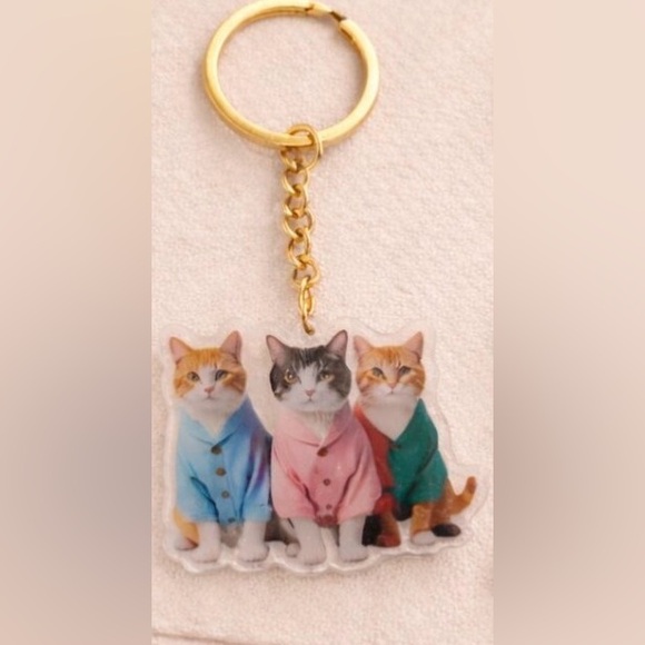Cat Key Chains - Funny Kitty Cat Meme Bag Charms - Picture 4 of 6